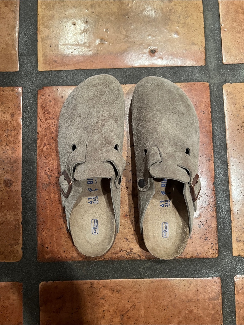 Birkenstock Women’s Softbed Boston Suede Slip-On Clogs in Taupe